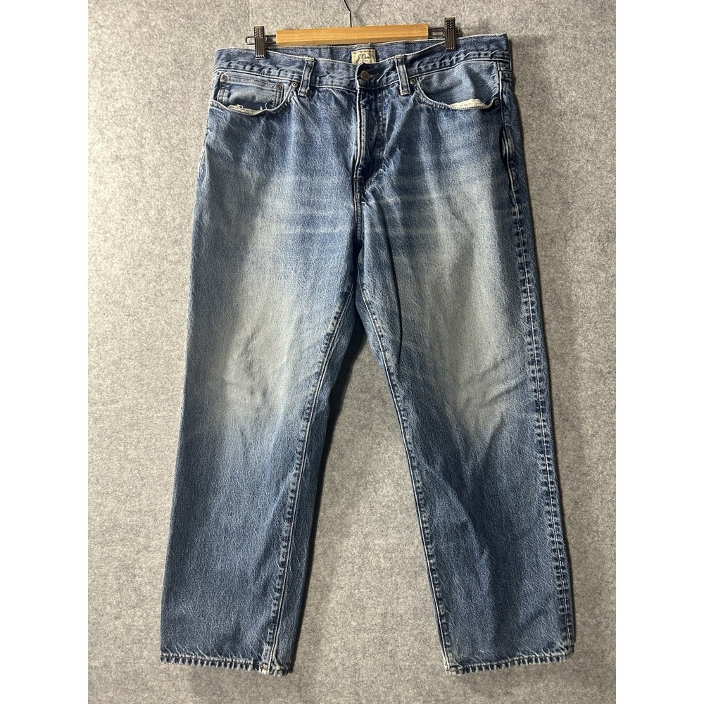 VTG J.Crew Men's Jeans 36x30 Classic Straight Medium Wash Distressed Faded Denim